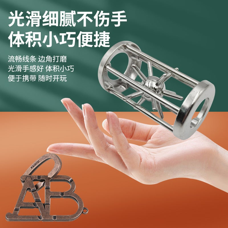 Puzzle Zinc Alloy Intelligence Release Suit Nine Chain Unlock Press Educational Toy Luban Lock Magic Kongming Lock - Image 3